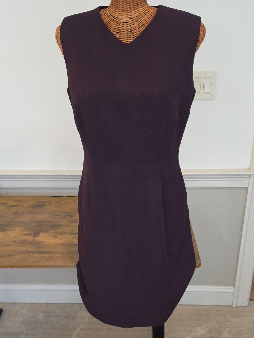 Travis Ayers Sleeveless V-Neck Midi Dress in Plum